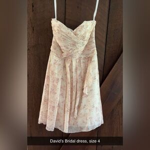 David's Bridal Strapless Cream Dress